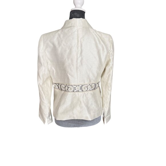 Suit Studio Ivory Blazer Jacket With Embroidered Waistband Womens 8P - Picture 4 of 6